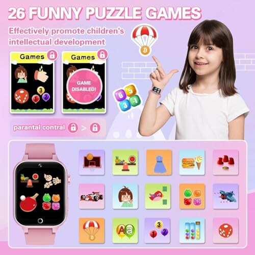 Jeux de puzzle amusants pour enfants avec montre connectée